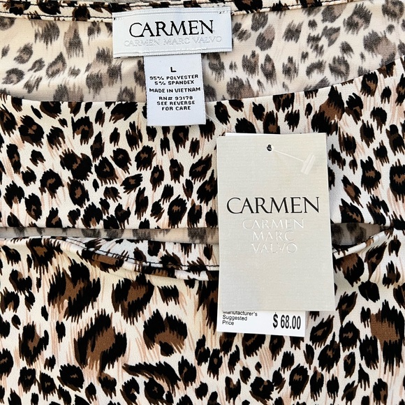 NWT CARMEN Carmen Marc Valvo 3/4 Sleeve Animal Print Blouse - Picture 6 of 9